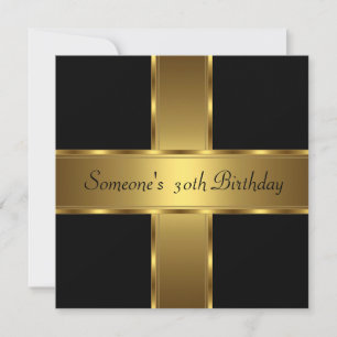 Invitation Anniversaire Fête Noir Or 30ème 40ème 5