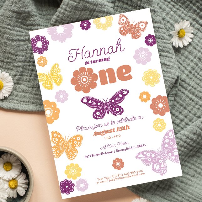 Invitation Anniversaire Fête Rétro Papillon Anniversaire (Personalize Your Butterfly Birthday Invitations)