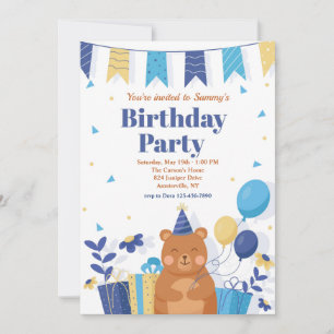 Invitation Anniversaire fête Teddy Bear