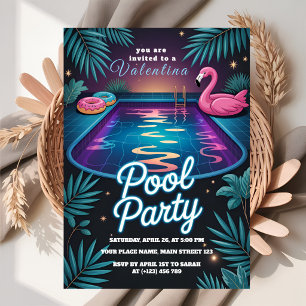 Invitation Anniversaire Fête Tropicale Néon au Bord de la Pis