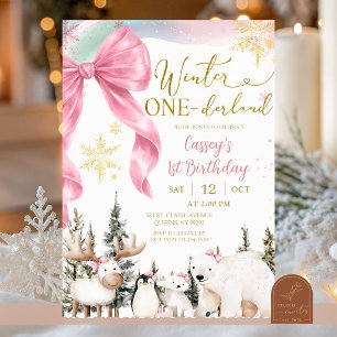 Invitation Anniversaire Fille Animaux Arctiques Hiver ONEderl