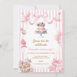 Invitation anniversaire fille arc-en-ciel rose ten