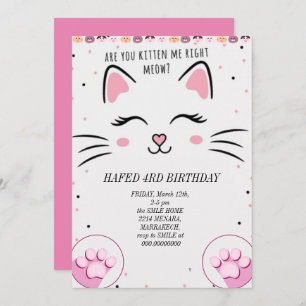 Invitation anniversaire fille chat filles chats chatte chatte