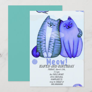 Invitation anniversaire fille chat filles chats chatte chatte