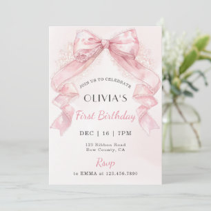 Invitation Anniversaire Fille Coquette Rose Ruban