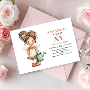 Invitation Anniversaire Fille Fée Magique Rose Pas