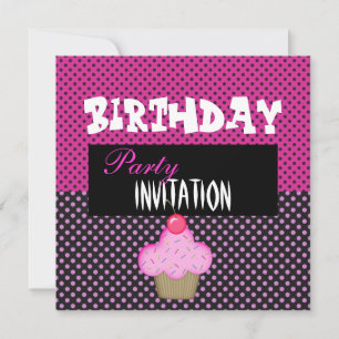 Invitation Anniversaire Fille Gâteau Rose Tache