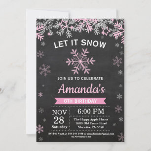 Invitation Anniversaire Fille Hiver Rustique Flocon de Neige