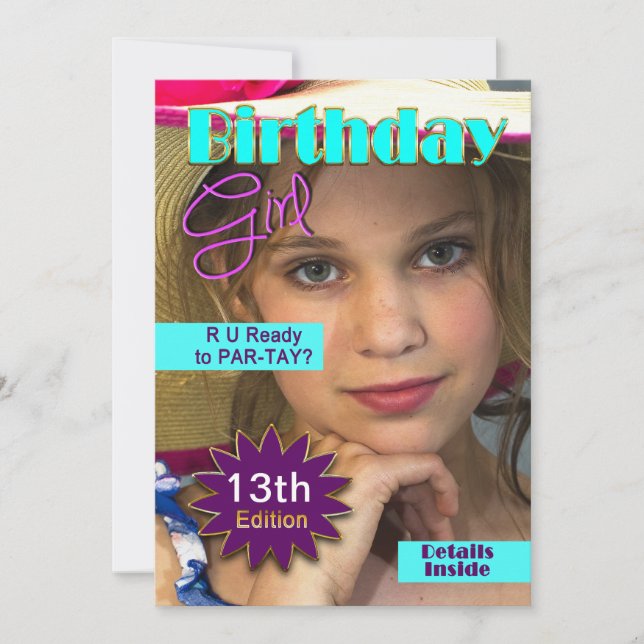 INVITATION ANNIVERSAIRE FILLE - MAG. COUVERTURE - INSÉRER LA  (Devant)