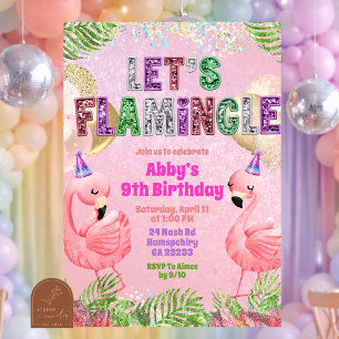 Invitation Anniversaire Fille Paillettes Flamingle 