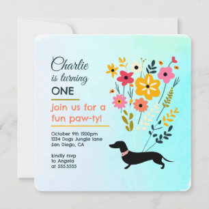 Invitation Anniversaire Fille Paw-ty mignonne Chiens de Chien
