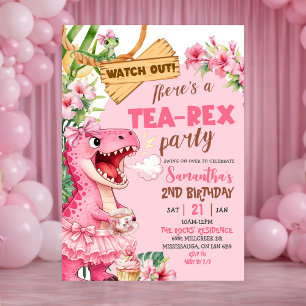 Invitation Anniversaire Fille Rex Thé Rose à l'état Sauvage