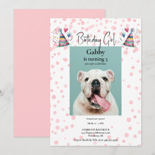 Invitation Anniversaire Fille rose Pet Photo Anniversaire Fêt