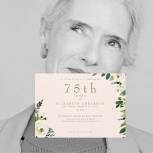 Invitation Anniversaire floral blanc
