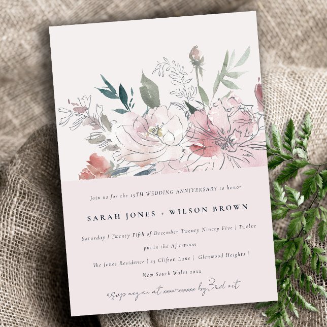 Invitation Anniversaire floral chic rousse (Créateur téléchargé)