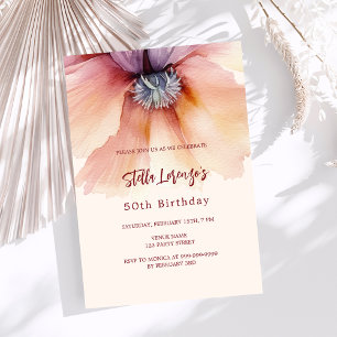 Invitation Anniversaire floral de couleur aquacole
