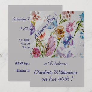 Invitation Anniversaire floral de couleur d'eau Whimsal