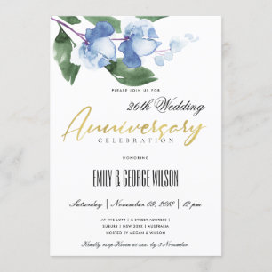 INVITATION ANNIVERSAIRE FLORAL DE L'EAU LAVÉE VERTE BLEU