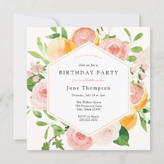 Invitation Anniversaire floral d'Elégant Citrus