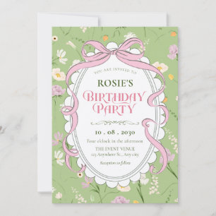 Invitation Anniversaire floral doux vintage