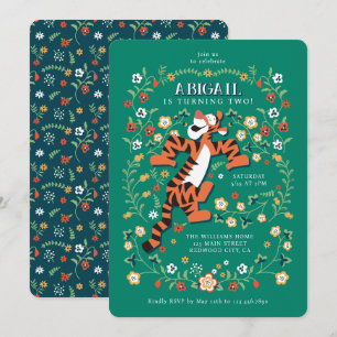 Invitation Anniversaire Floral Fantaisiste de Tigger de Disne