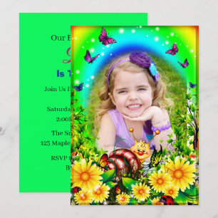 Invitation Anniversaire floral jaune de photo de papillon et
