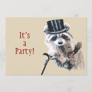 Invitation Anniversaire formel idiot d'animal de raton laveur