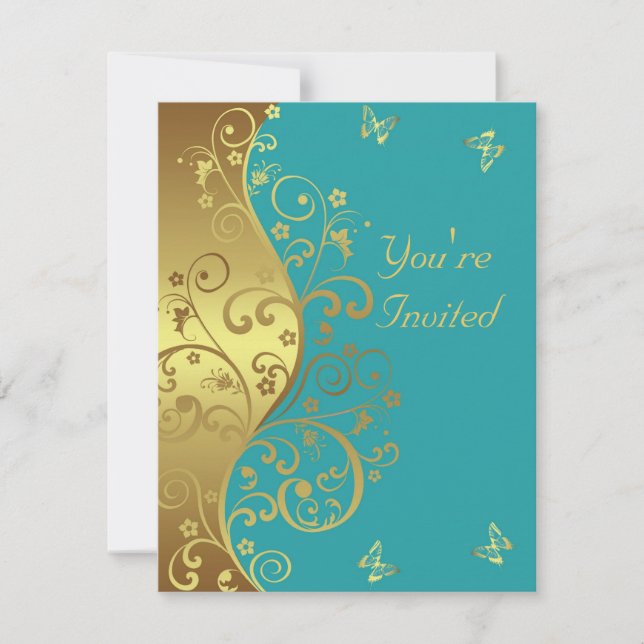 Invitation Anniversaire - Frappes Turquoises et Go (Devant)