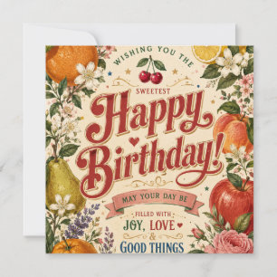 Invitation Anniversaire Fruit Rétro, Félicitations Florales C