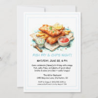 Invitation anniversaire fruits de mer - Friture de