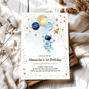 Invitation Anniversaire Galaxie Planète Astronaute Espace Ext