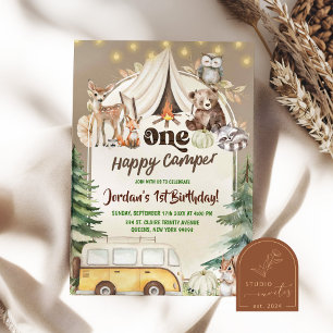 Invitation Anniversaire garcon 1 an boho woodland automne Joy