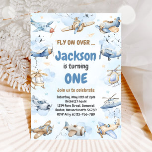 Invitation Anniversaire Garçon Avion Survolant