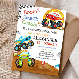 Invitation Anniversaire Garçon Bash Boom Smash Crash Monster 