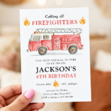 Invitation Anniversaire Garçon Camion de Pompiers