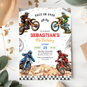 Invitation Anniversaire Garçon Course de Moto Motocross Vélo 
