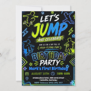 Invitation Anniversaire garçon de fête saut lumineux dans le 