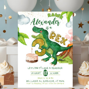 Invitation Anniversaire garçon dinosaure 3-rex