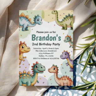 Invitation Anniversaire Garçon Mignon Dinosaure 2 Ans