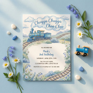Invitation Anniversaire Garçons Train Bleu Chugga Chugga Choo