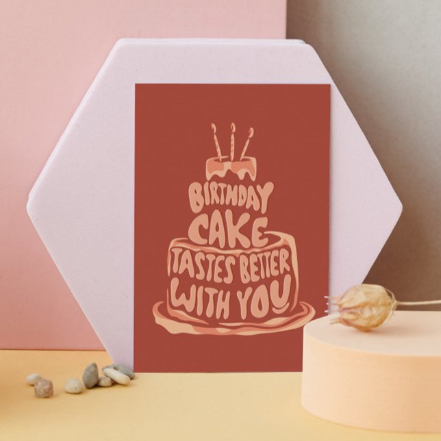 Invitation Anniversaire Gâteau Meilleur Goût Avec Vous - Roug (Créateur téléchargé)