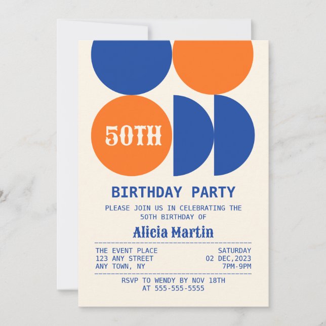 Invitation Anniversaire géométrique du milieu du siècle rétro (Devant)
