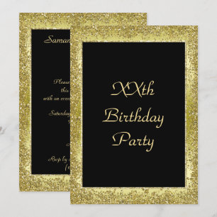 Invitation Anniversaire glamour de l'or et du noir