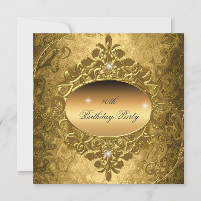 Invitation Anniversaire Gold sur la Parties scintillant métal (Devant)