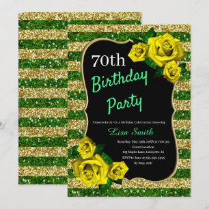 Invitation Anniversaire Green Gold Stripes Parties scintillan