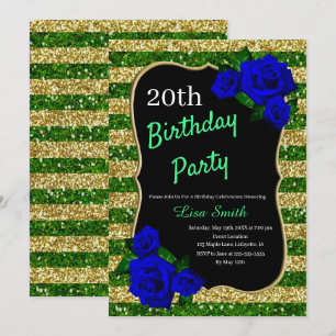 Invitation Anniversaire Green Gold Stripes Parties scintillan