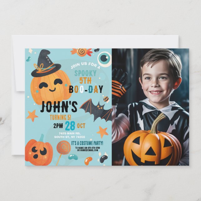 Invitation Anniversaire Halloween Citrouille Blue Party Photo (Devant)
