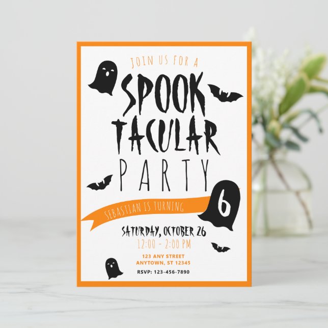 Invitation Anniversaire Halloween Fantastique Fantômes et Cha (Debout devant)