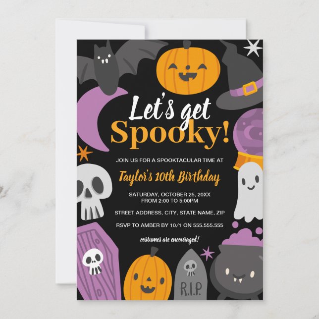 Invitation Anniversaire Halloween Soyons Éffrayants (Devant)