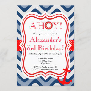 Invitation Anniversaire heureux de la mer marine de la plage